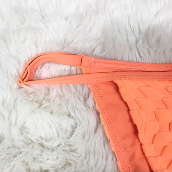 GOOD AMERICAN Triangle String Bikini Fuchsia Pink Neon Orange Small Large‎ New - Picture 6 of 10